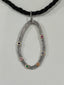 Multi Precious Stone Organic Oval Pendant in Silver and Gold