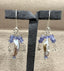 Iridescent Keshi Pearl Tanzanite Dangle Earrings with Earwire in Silver