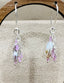 Iridescent Keshi Grey Pearl Pink Sapphire Dangle Ear Wire Earrings in Silver