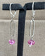 Pink Sapphire Bead and Long Link Dangle Earrings in Silver
