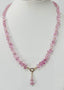 Pale Pink Sapphire Beaded Necklace with Pendant in 14K Gold