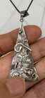 Multi Stone Triangle Pendant Necklace in Oxidized Silver and Gold
