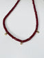 Red Ruby Beaded Necklace With Diamond in 18K Gold