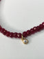 Red Ruby Beaded Necklace With Diamond in 18K Gold