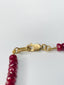 Red Ruby Beaded Necklace With Diamond in 18K Gold