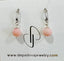 Round Pink Opal Drop Leverback Earrings in Silver