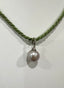 Mauve Grey Round Pearl Charm with Teeny-Tiny Diamonds in Silver