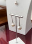 Heart Earrings with White Ripple Pearl and Cone Drop in Silver