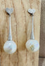 Heart Earrings with White Ripple Pearl and Cone Drop in Silver