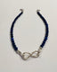 Blue Lapis Lazuli Beaded Bracelet with Infinity Link in Silver
