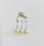 Heart Earrings with White Ripple Pearl and Cone Drop in Silver
