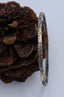 Three Gold Bars Bangle Bracelet with Sapphire in Gold and Oxidized Silver