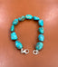 Turquoise Nugget Bracelet with Brown Silk in Silver