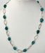 Turquoise Nugget Open Oval Chain Necklace in Silver