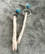 Turquoise and Toothpick Pearl Dangle Earrings in Silver