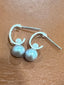 White and Grey Double Pearl Earrings in Silver