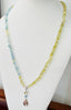 Yellow Topaz and Blue Aquamarine Necklace with Rutile Pendant in Silver and Gold