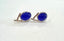 Oval Lapis Blue Calchedony Stud Earrings in Silver