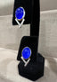Oval Lapis Blue Calchedony Stud Earrings in Silver