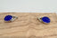 Oval Lapis Blue Calchedony Stud Earrings in Silver