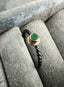 Round Columbian Emerald Ring in Silver and Gold