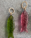 Pink or Green Tourmaline Quartz Fish Charm in Silver or Gold