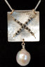 Rough Diamonds and Pearl Pendant Necklace in Gold and Silver