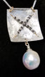 Rough Diamonds and Pearl Pendant Necklace in Gold and Silver