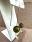 Army Green Quartz Globe Dangle Earrings in Silver