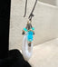 Long Baroque Pearl Dangle Earrings with Blue Fire Opal Beads in Gold and Oxidized Silver