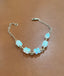 14K Paperclip and Five White Opal Stations Bracelet