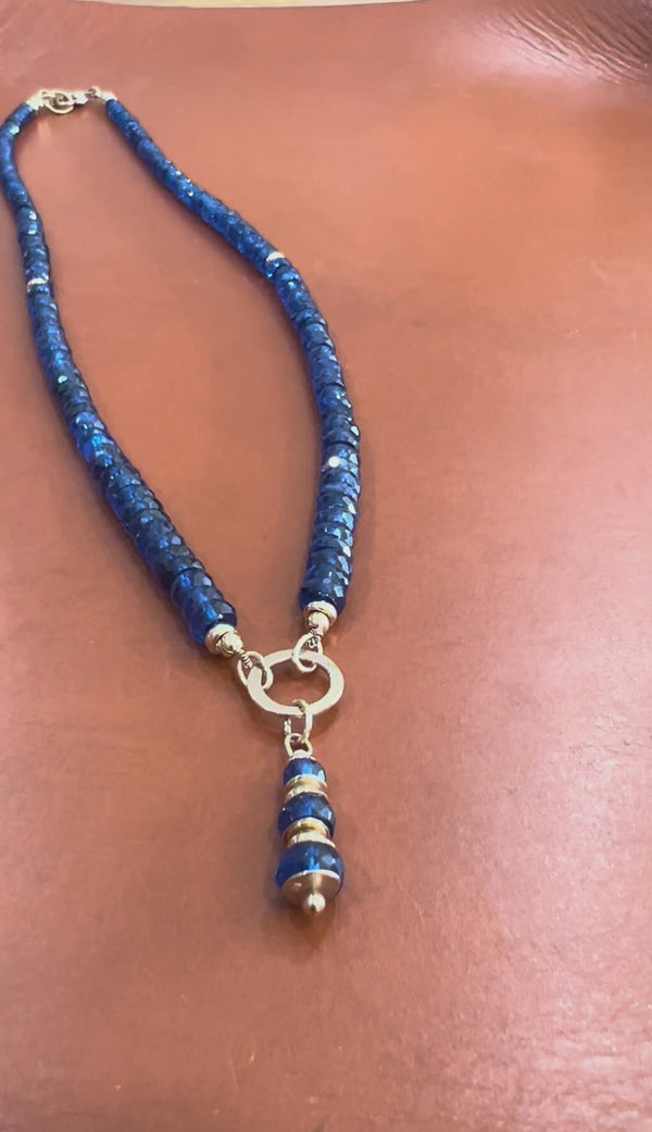 blue sapphire neckklace with pendant 14k