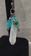 Long Baroque Pearl Dangle Earrings with Blue Fire Opal Beads in Gold and Oxidized Silver