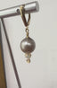 Grey Pearl Opal Dangle Lever Back Earrings in Gold