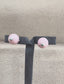 Round Pink Opal Stud Earrings in SIlver