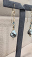 Black Tahitian Keshi Pearl Chandelier Earrings in Gold