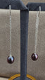 Peacock Black Oval Pearl Threader Earrings in Silver