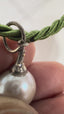 Mauve Grey Round Pearl Charm with Teeny-Tiny Diamonds in Silver