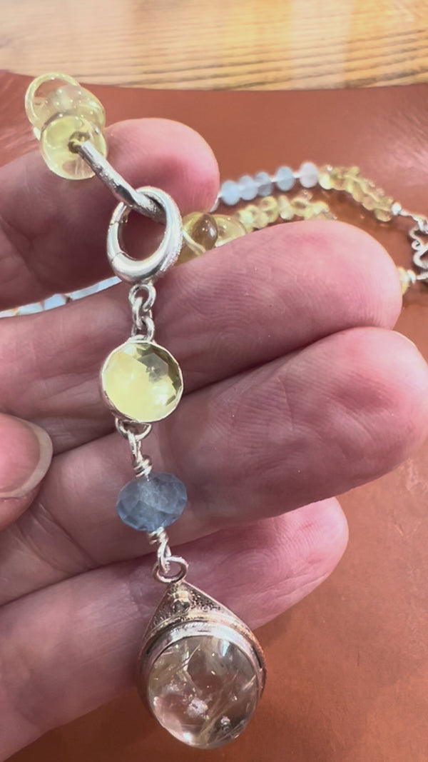 aquamarine yellow topaz silver necklace