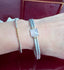 Square Pink Quartz Bangle Bracelet in Gold and Silver
