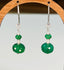 Two Tier Zambian Emerald Seed Pearl Dangle Earrings in Silver