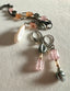 Pink Imperial Topaz and Tahitian Pearl Earrings in Oxidized Silver and Gold