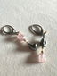 Pink Imperial Topaz and Tahitian Pearl Earrings in Oxidized Silver and Gold