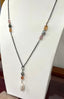 Imperial Topaz and Tahitian Pearl Necklace in Oxidized Silver and Gold