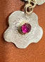 Two Flowers Dangle Earrings with Ruby and Sapphire in Gold and Silver