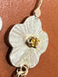 Two Flowers Dangle Earrings with Ruby and Sapphire in Gold and Silver