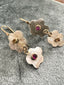 Two Flowers Dangle Earrings with Ruby and Sapphire in Gold and Silver