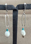 White Checkered Sapphire Dangle Earrings in Silver